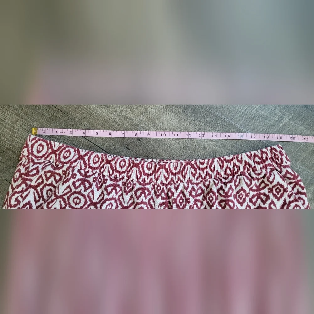Weatherproof Vintage Linen Shorts Women's XXL Red & White Aztec Print w/ Pockets